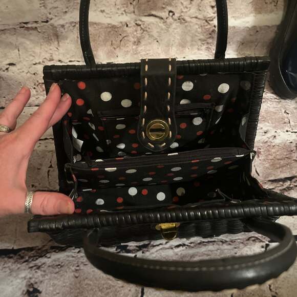 Vintage Black Woven Basket Purse - Picture 4 of 4